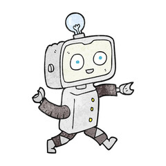freehand textured cartoon robot