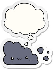 cute cartoon cloud with thought bubble as a printed sticker