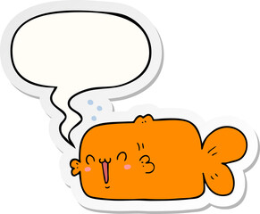 cartoon fish with speech bubble sticker