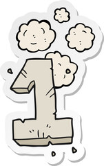 sticker of a cartoon stone number one
