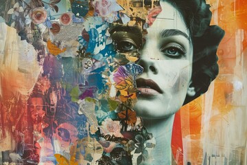 Intricate Art collage woman concept. Spring girl. Generate Ai