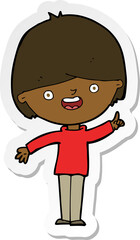 sticker of a cartoon happy boy