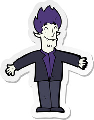 sticker of a cartoon happy vampire