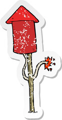 retro distressed sticker of a cartoon firework