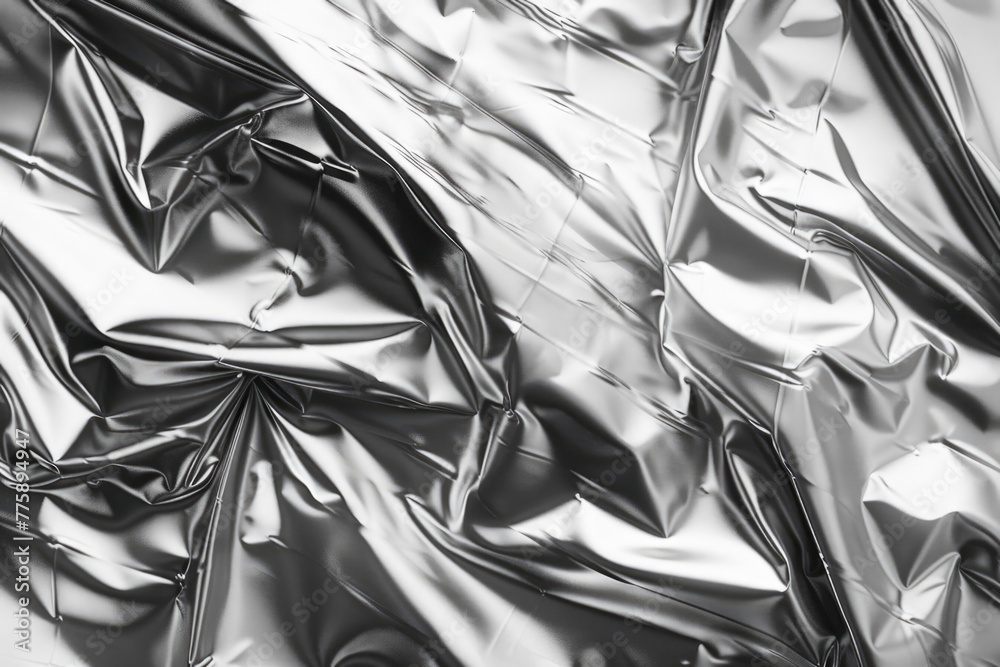 Poster a simple black and white photo of a sheet of foil. suitable for various design projects
