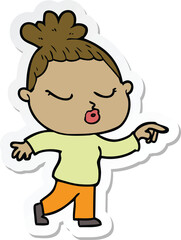 sticker of a cartoon calm woman