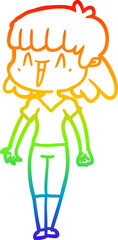 rainbow gradient line drawing of a cartoon woman