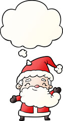 cartoon santa claus with thought bubble in smooth gradient style