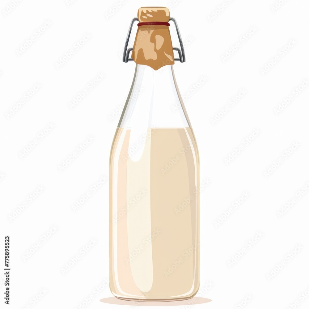 Poster A simple image of a bottle of milk on a white background. Suitable for various food and beverage concepts