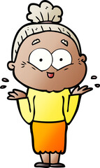 cartoon happy old woman