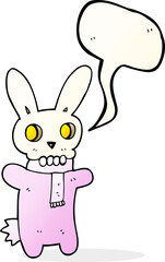 freehand drawn speech bubble cartoon spooky skull rabbit