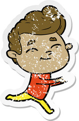 distressed sticker of a running cartoon man