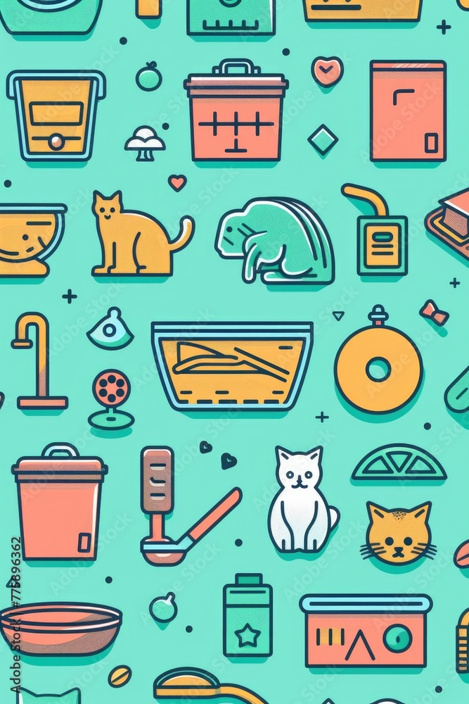 Poster various items displayed on a vibrant green background. perfect for a variety of projects