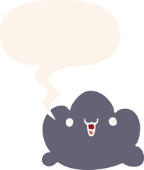 cartoon cloud with speech bubble in retro style