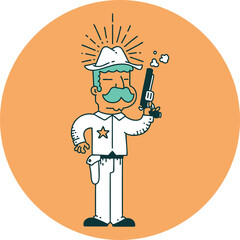 icon of a tattoo style wild west sheriff