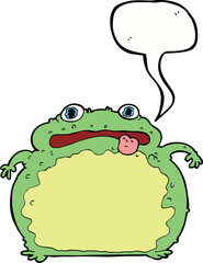 cartoon funny frog with speech bubble