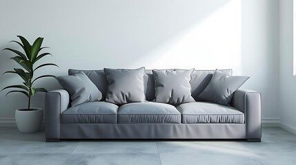 Stylish room interior with sleeper sofa near white wall