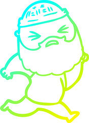 cold gradient line drawing of a cartoon man with beard