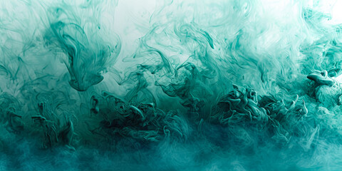 A misty mist of emerald green pigment suspended in a clear gel, presenting a translucent and captivating aqueous composition - obrazy, fototapety, plakaty