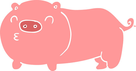 flat color style cartoon pig