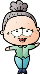 cartoon happy old lady