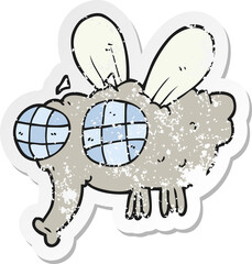 retro distressed sticker of a cartoon fly