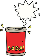 cartoon soda can with speech bubble