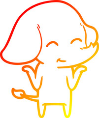 Obraz premium warm gradient line drawing of a cute cartoon elephant