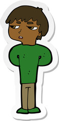 sticker of a cartoon antisocial boy