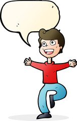 cartoon excited boy with speech bubble