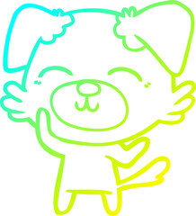 cold gradient line drawing of a cartoon dog