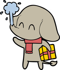 cute cartoon elephant spouting water