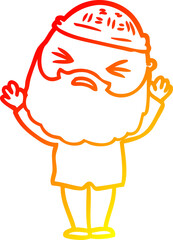 warm gradient line drawing of a cartoon man with beard