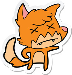 sticker of a cartoon dead fox