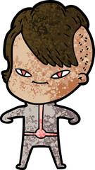 cute cartoon girl with hipster haircut