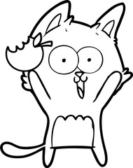 funny cartoon cat with apple