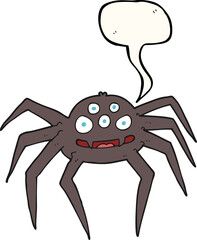 freehand drawn speech bubble cartoon spider