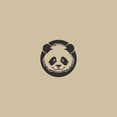Panda portrait, Panda head mascot logo illustration, Panda character.