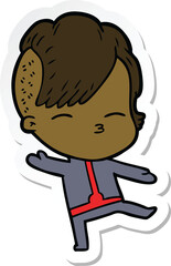 sticker of a cartoon girl wearing futuristic clothes