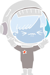 angry flat color style cartoon space girl