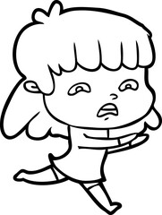 cartoon worried woman