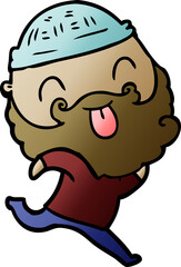 running man with beard sticking out tongue