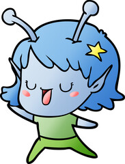 happy alien girl cartoon