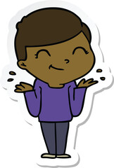 sticker of a cartoon boy smiling