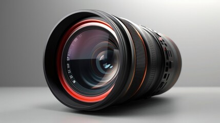 Close up of a camera lens on a table. Great for photography and technology concepts - obrazy, fototapety, plakaty