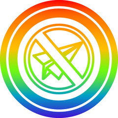 paper plane ban circular icon with rainbow gradient finish
