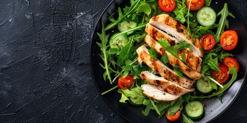 Fresh and healthy chicken salad plate, perfect for food blogs or restaurant menus