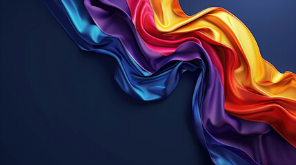Rainbow Colored Wave of Fabric on Dark Background