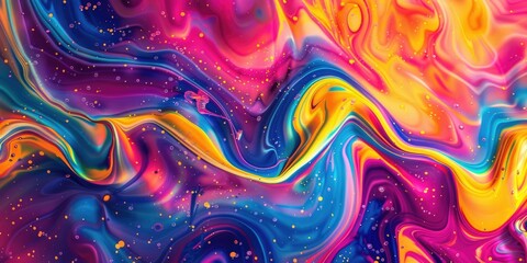 Abstract and vibrant liquid painting on a dark backdrop, suitable for artistic projects - obrazy, fototapety, plakaty