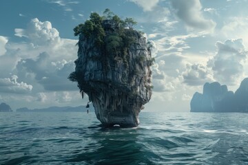 A small island in the middle of the ocean. Suitable for travel brochures - obrazy, fototapety, plakaty
